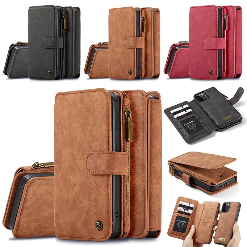 Leather zippered wallet case for iPhone 12 Pro Max