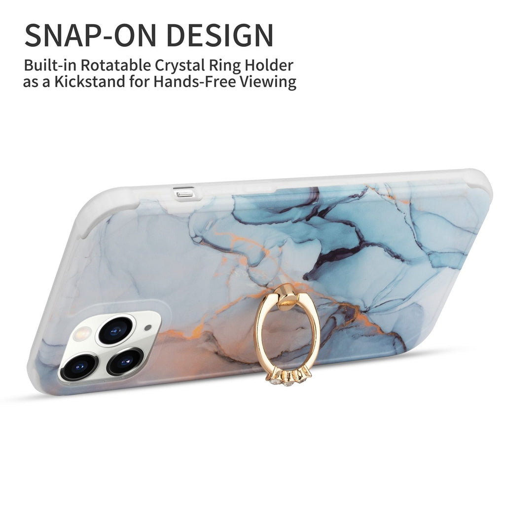 Fitted Cases Marble Design Ring Holder Stand Case For iPhone 12 6.7" 6.1" 5.4" X XS XR 11 Pro Max Geometric Silicone Soft Shockproof Shell|Fitted Cases