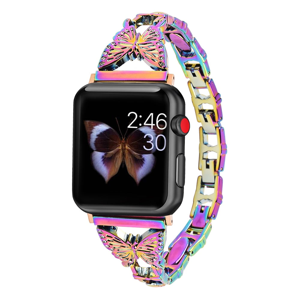  VSANT Compatible With Apple Watch Band 42mm 44mm 45mm 49mm Women  Girl,Starlight Braided Solo Loop Stretchy Bands Adjustable with Butterfly  Charms for iWatch 1 2 3 4 5 6 7 8