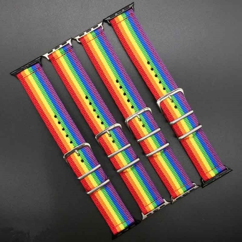 Watchbands Nato strap For Apple Watch band 44 MM 38MM iwatch band 42mm 40mm rainbow bracelet Woven Nylon correa apple watch 4 3 2 watchband|Watchbands|