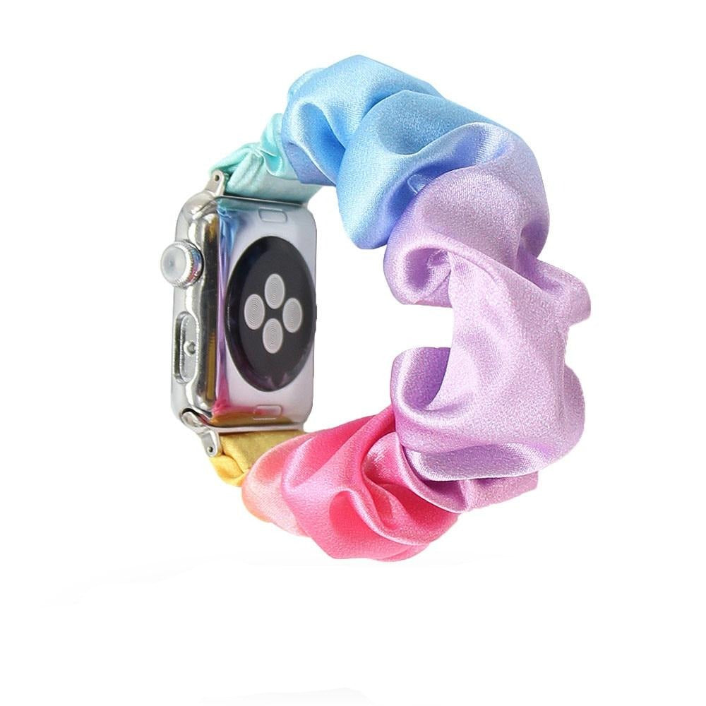 Watchbands New Arrival Rainbow Tie dye Satin Apple Watch Scrunchie Band 38/40mm 42/44mm For Women Elastic Scrunchie Watch Bracelet Band|Watchbands|