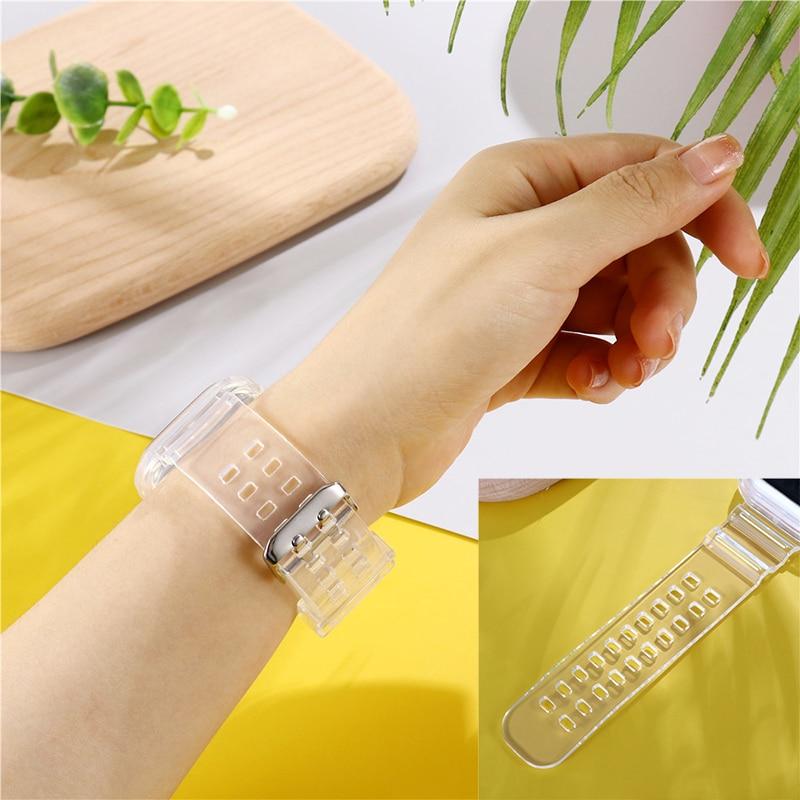 Watchbands New Transparent waterproof Strap for Apple Watch Band 38 40 42 44mm Silicone Transparent for Iwatch 6 SE Strap Series 2 3 4 5 6|Watchbands|