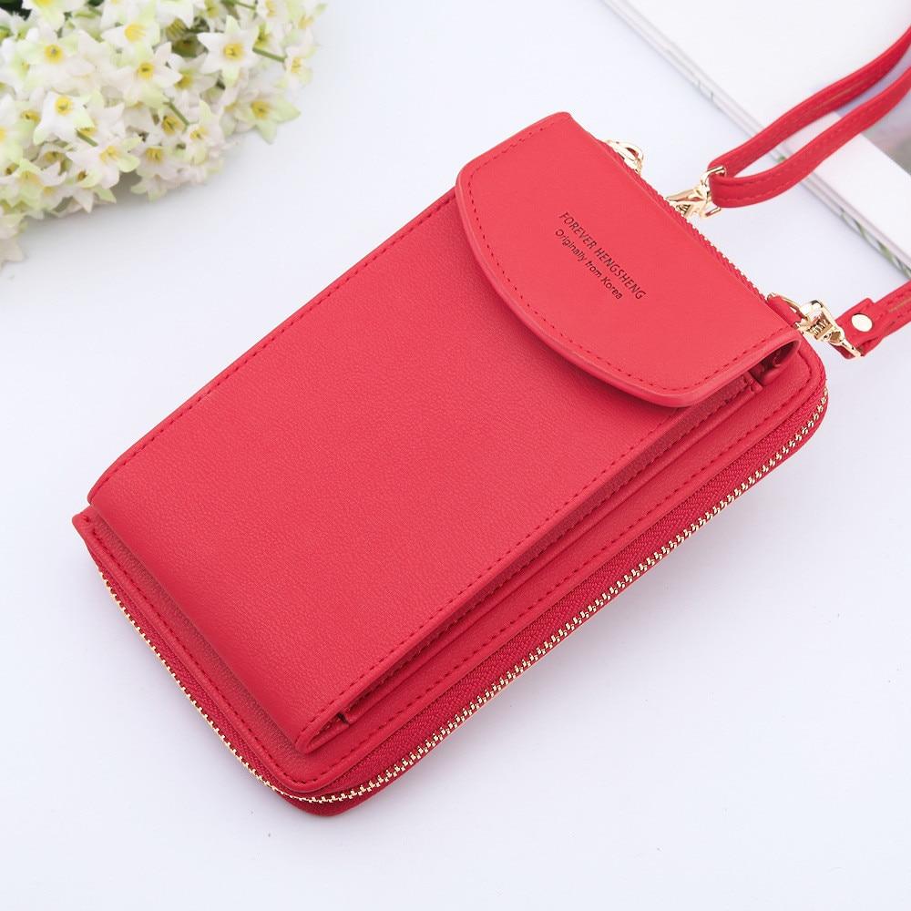 Top-Handle Bags New Women Purses Solid Color Leather Shoulder Strap Bag Mobile Phone Big Card Holders Wallet Handbag Pockets for Girls|Top-Handle Bags|