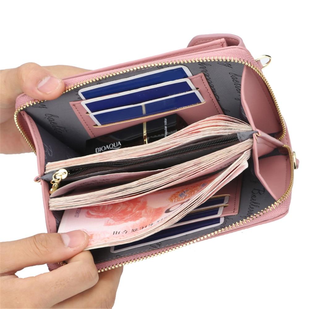 New Women Purses Solid Color Leather Shoulder Strap Bag Mobile Phone Big Card Holders Wallet Handbag a940e798 0248 481c ab52 72e00e9e31b2