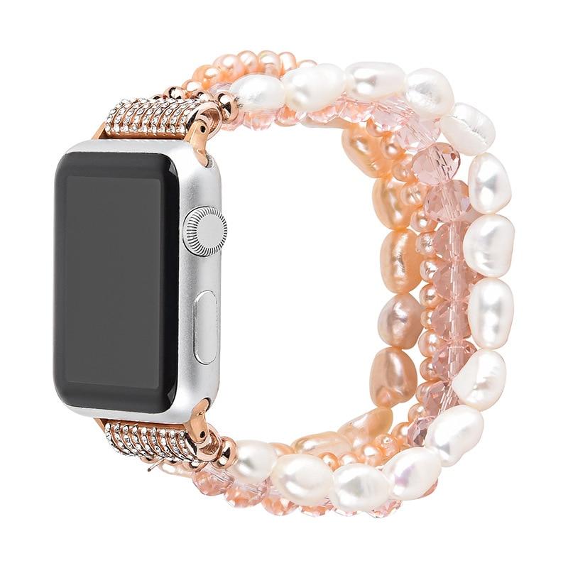 Watchbands Pearl Strap for Apple Watch Series 5 4 3 2 Band Jewelry Crystal Bracelet for IWatch 38/40/42/44mm Watchband Diamond Woman Band|Watchbands|