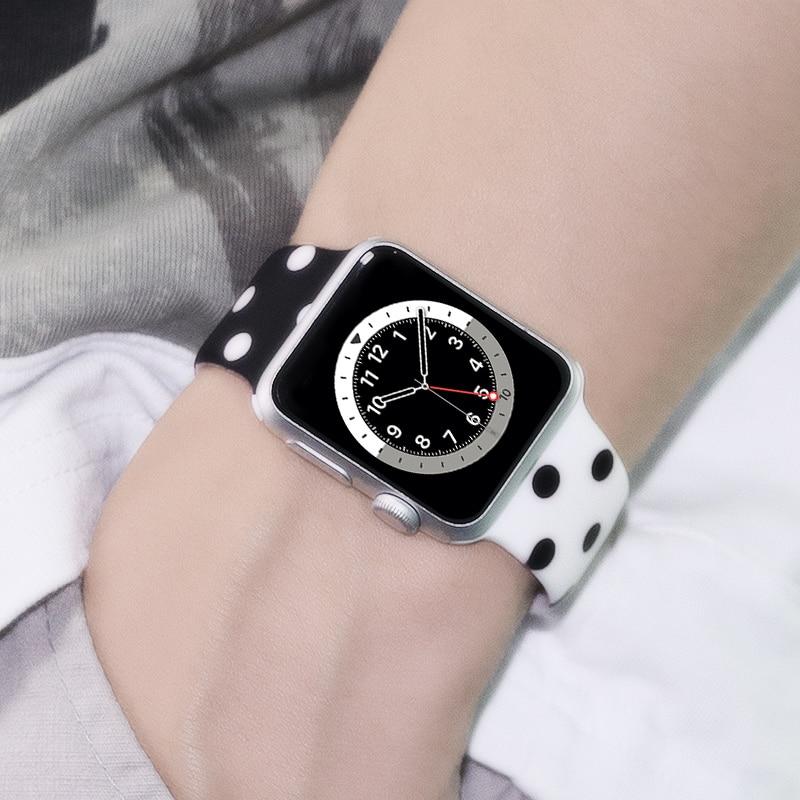 Watchbands Printed Silicone Strap For Apple Watch 6 Band 40mm 44mm silicone sport strap for iWatch 38mm 42mm Series 6 SE 5 4 3 2 bracelet|Watchbands| -
