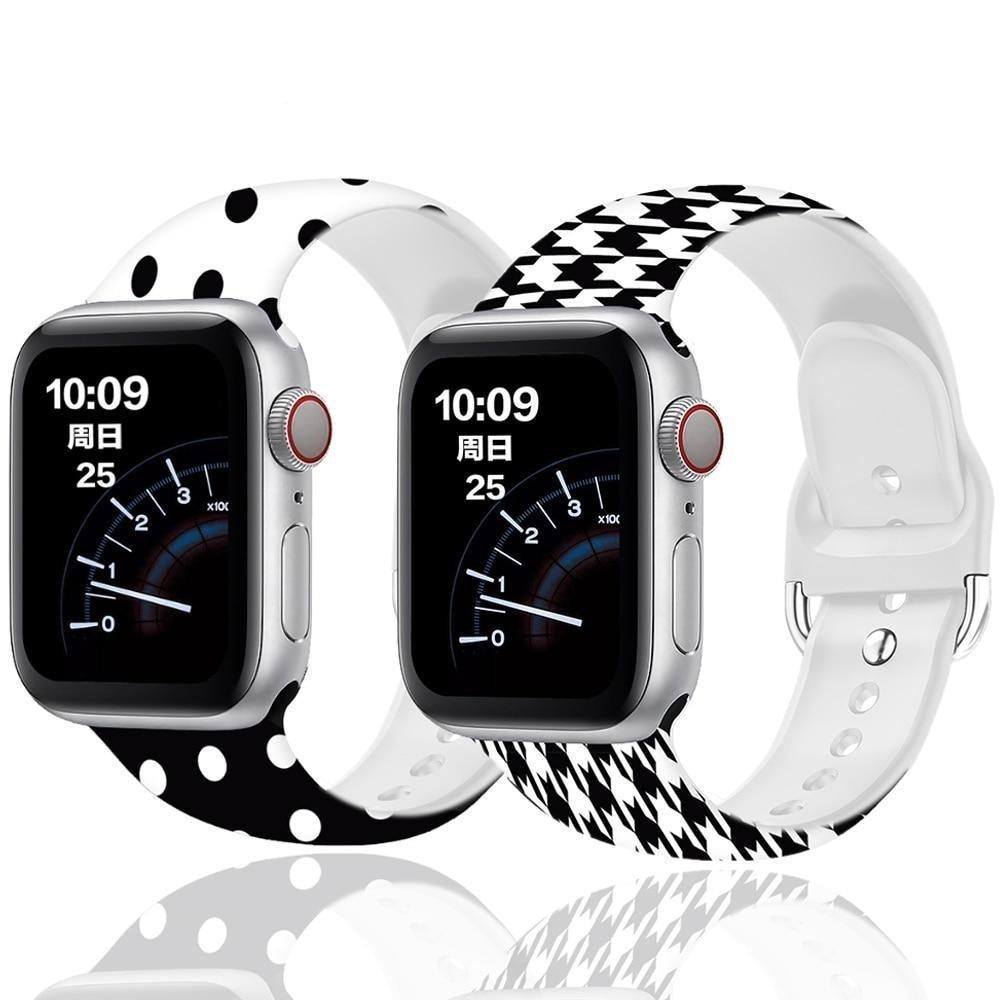Watchbands Apple Watch Band Series 6 5 4 Printed Silicone Sports Strap iWatch 38mm 40mm 42mm 44mm Waterproof Rubber Bracelet Wristband |Watchbands| Unisex