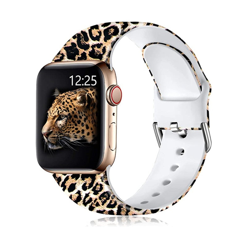 Leopard Printing Silicone Strap Series 7 6 5 4 Floral Sports Wristband