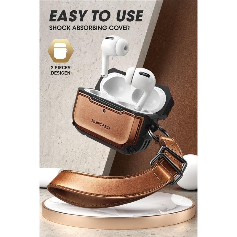 Earphone Accessories Earphone Cover Case with Flexible Faux Leather Design For Airpods, Full-Body Rugged Protective Cover with Hand-Strap For Apple Airpods Pro - US Fast Shipping