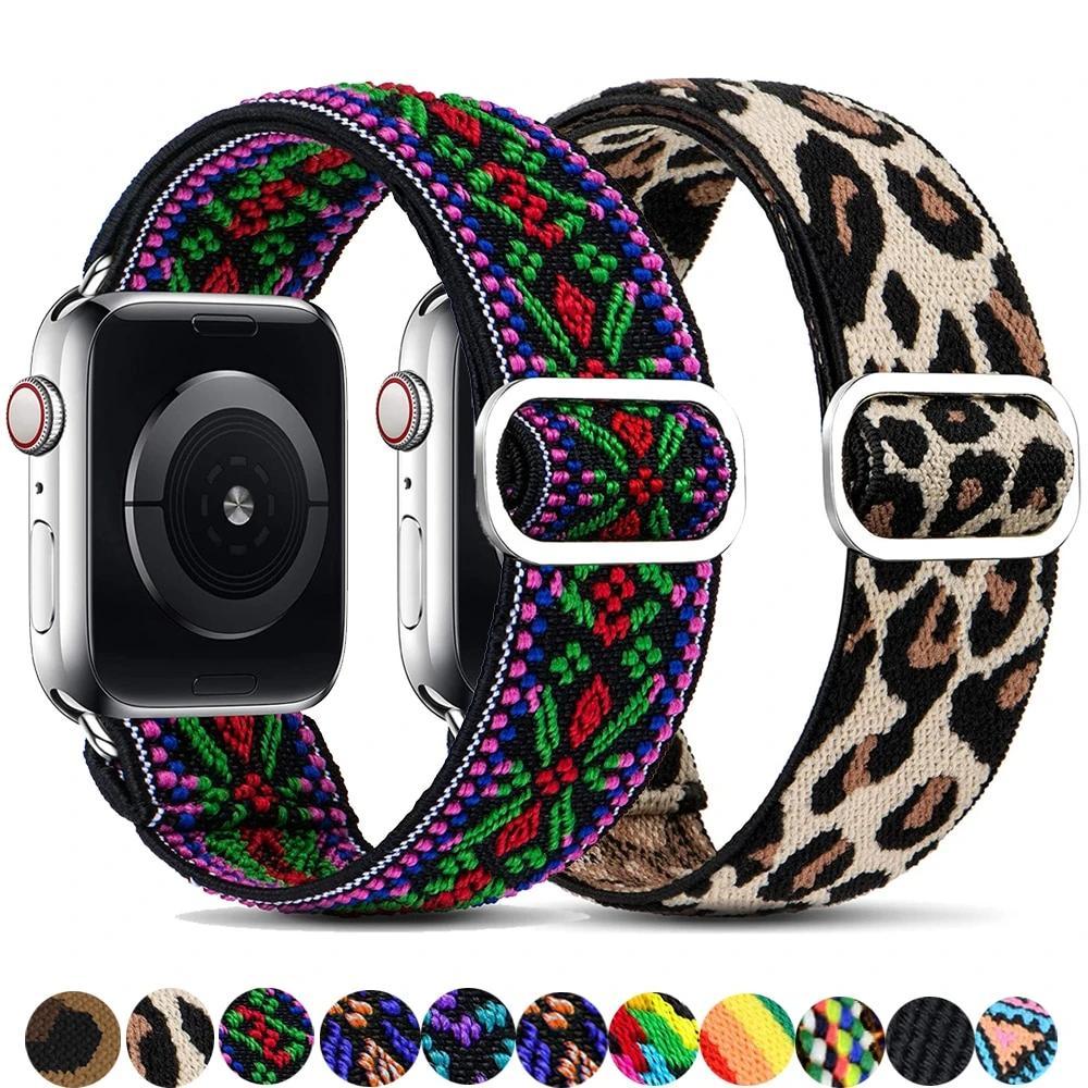 Watchbands Scrunchie Strap for Apple watch 6 band 40mm 38mm 44mm 42mm Bohemia Elastic belt solo loop bracelet iWatch series 3 4 5 se 6 band|Watchbands