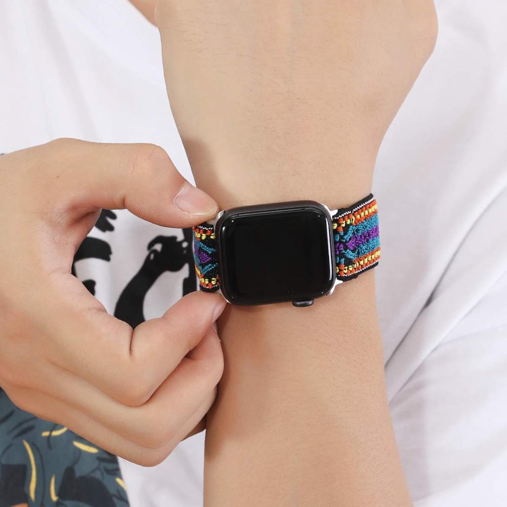 Watchbands Scrunchie Strap for Apple watch band 40mm 38mm 44mm 42mm Bohemia Elastic belt solo loop bracelet iWatch series 3 4 5 se 6 band|Watchbands|