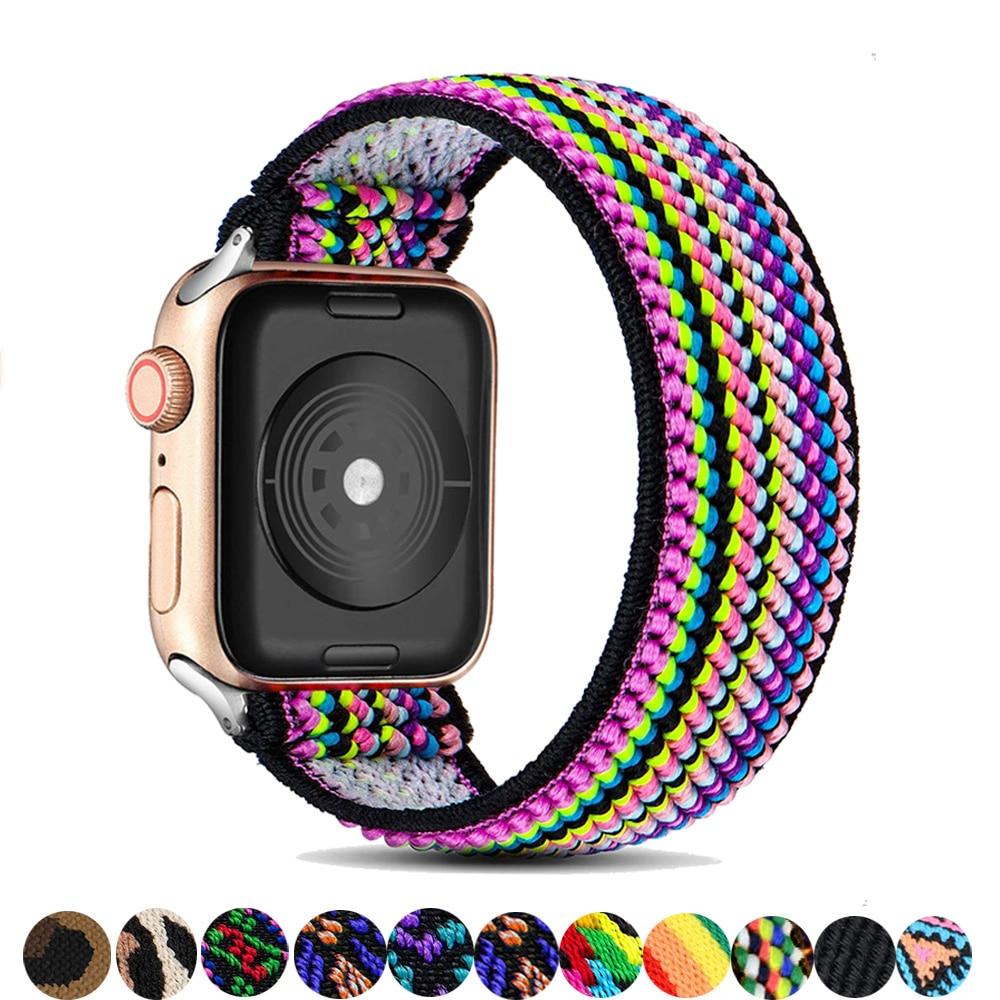 Watchbands Scrunchie Strap for Apple watch band 40mm 38mm 44mm 42mm Bohemia Elastic belt solo loop bracelet iWatch series 3 4 5 se 6 band|Watchbands|