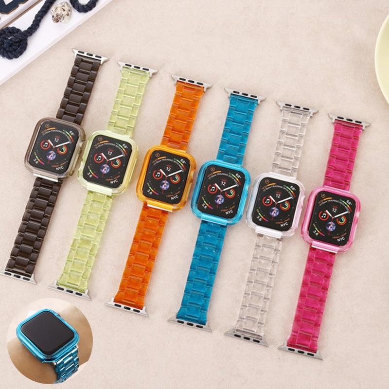 Watchbands Silicone Case Strap For Apple Watch Band Series 6 5 4 Colored Transparent Resin Bracelet iWatch 38mm 40mm 42mm 44mm Wristband |Watchbands|