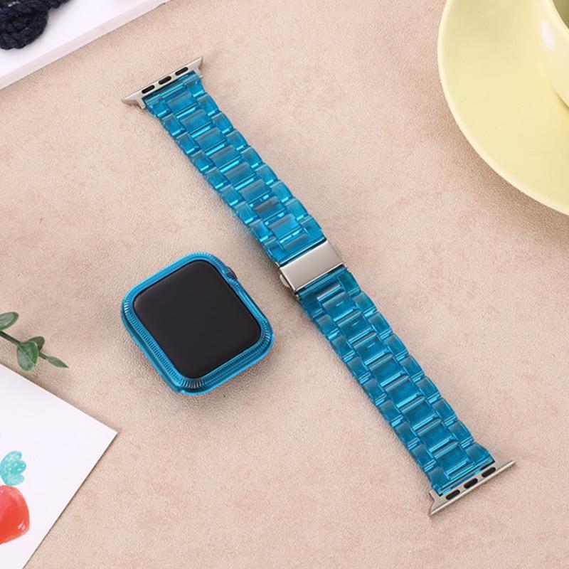 Watchbands Silicone Case+Strap For Apple Watch Band 44mm 40mm 42mm 38mm Transparent Resin Bracelet Band For iWatch SE Series 6 5 4 3 2 1|Watchbands|