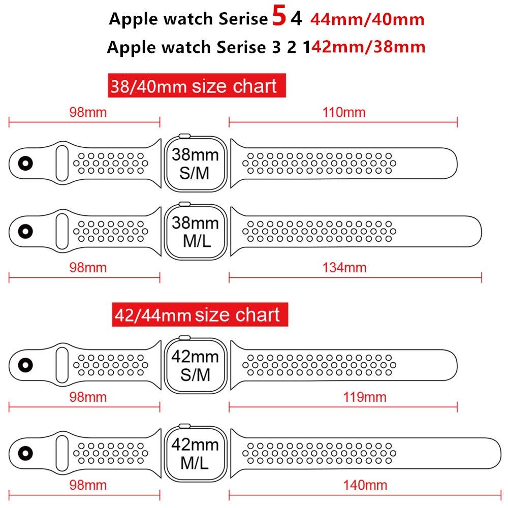 Watchbands Silicone Strap For Apple watch band 44 mm/40mm 42mm/38mm Breathable for iWatch 42 40 bracelet series 5 4 3 44mm 42 40 38 mm|Watchbands|