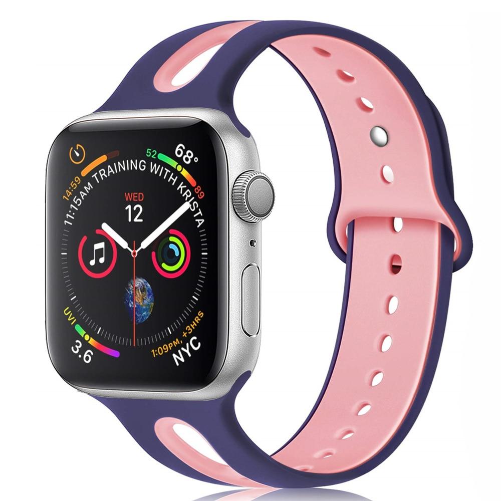 Watchbands Silicone strap For Apple Watch band 44mm 40mm iWatch band 38mm 42mm Breathable watchband bracelet apple watch series 5 4 3 se 6|Watchbands|