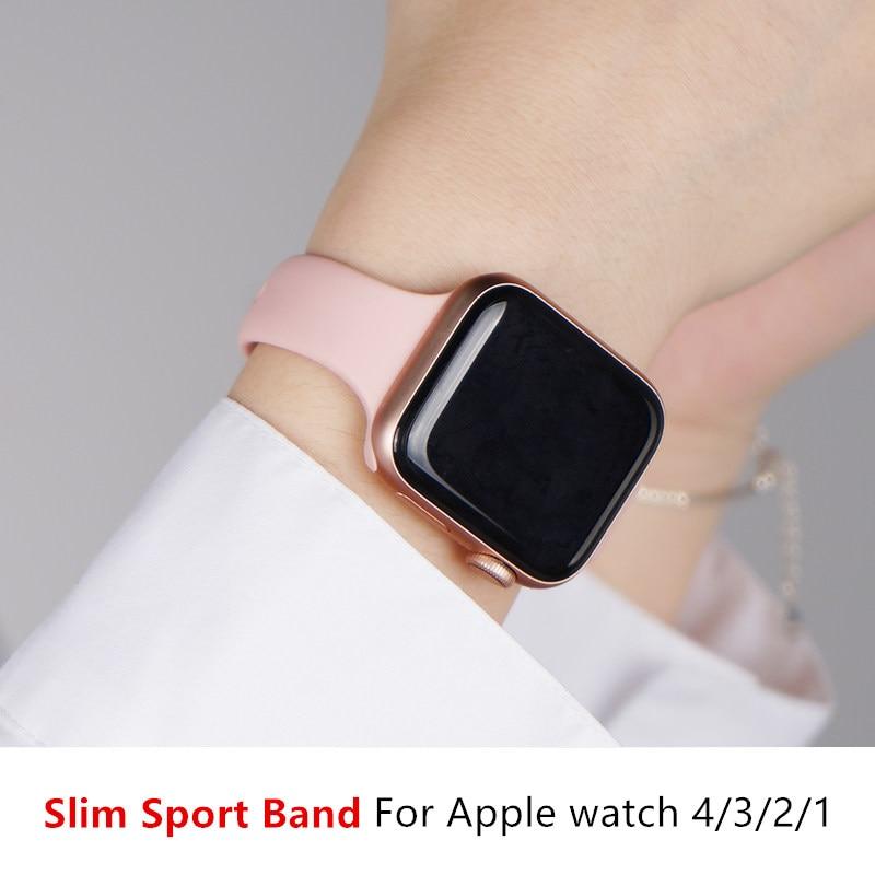 Watchbands Slim Strap for Apple Watch Band Series 6 5 4 Soft Sport Silicone Wristband iWatch 38mm 40mm 42mm 44mm Women Rubber Belt Bracelet |Watchbands