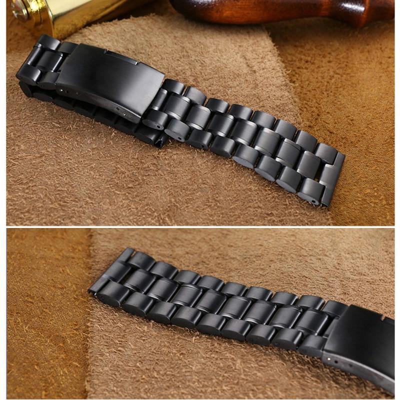 Watchbands Solid Curved End 22mm 20mm Steel Watch Band Strap For Samsung Galaxy Watch Active 1 2 46MM 44MM Black Watchband 16mm 18mm 24mm Watchbands