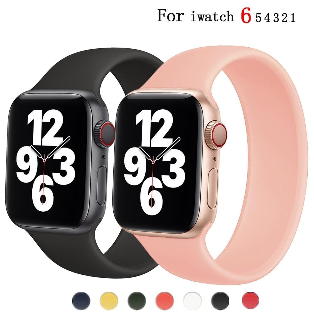 Watchbands Solo Loop Strap for Apple Watch Band 44mm 40mm 42mm 38mm Elastic Belt Silicone bracelet correa watchband iWatch serie 4/5/6/SE/3