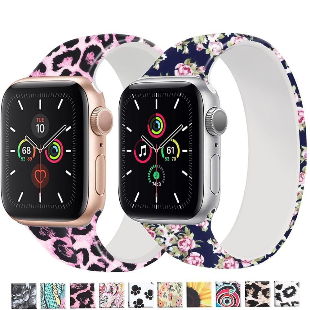 Apple Watch Band Women Silicone Strap Leopard Floral IWatch Ultra SE 8 7 6  5 4 3