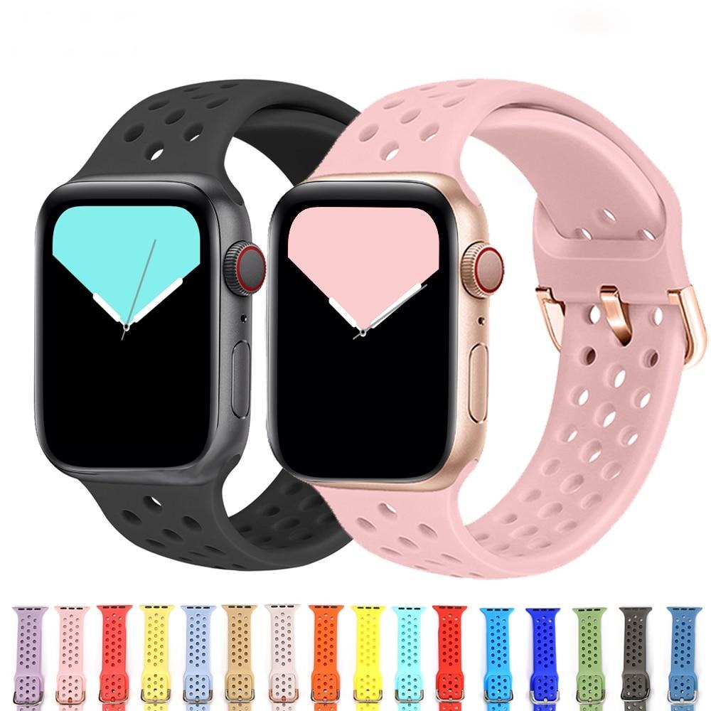 Watchbands Sport Silicone Band for Apple Watch Strap correa apple watch 42mm 38 mm iwatch band 44mm 40mm fashion bracelet watchband 5 4 3 2|Watchbands|