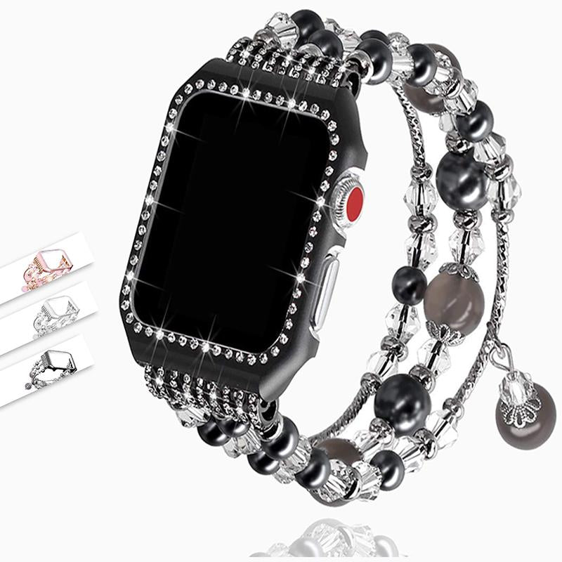 Apple Apple Watch Series 6 5 4 3 2 Band, Agate Wrist Belt Metal Case Luxury Accessories for Women 38mm, 40mm, 42mm, 44mm