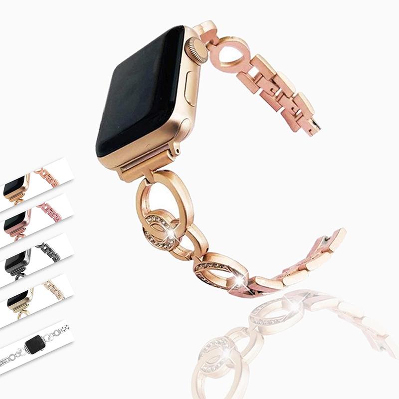 Apple Apple Watch Women Band Strap Bracelet, Diamond Bling Stainless Steel, Fits 38mm 42mm 40mm 44mm series 6 5 4 3