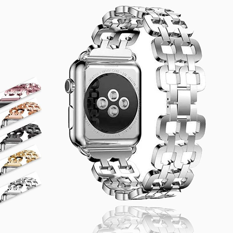 Watches Apple Watch Series 6 5 4 3 2 Band, Luxury Metal Strap stainless Steel Link Bracelet Wrist Bands 38mm, 40mm, 42mm, 44mm - US Fast Shipping