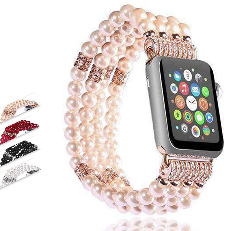 Watches Apple Watch Series 6 5 4 3 2 Band, Bling Stretch strap, Bling Pearls fits 38mm, 40mm, 42mm, 44mm