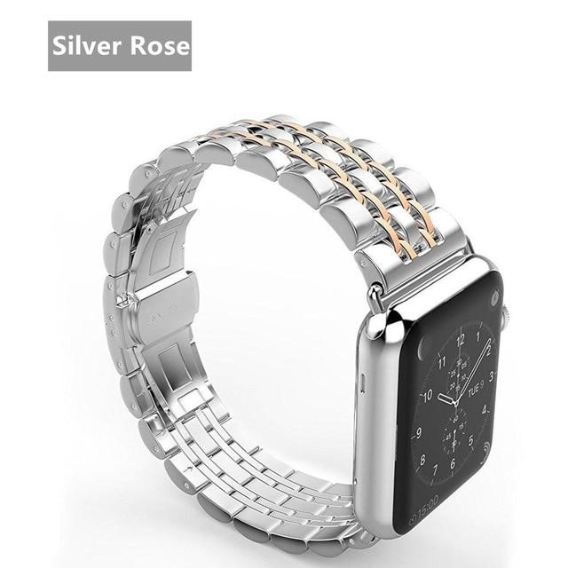 Apple Rose Gold / 38mm / 40mm Silver Two Tone links Metal Apple Watch Band 6 5 4, Men's Steel Strap