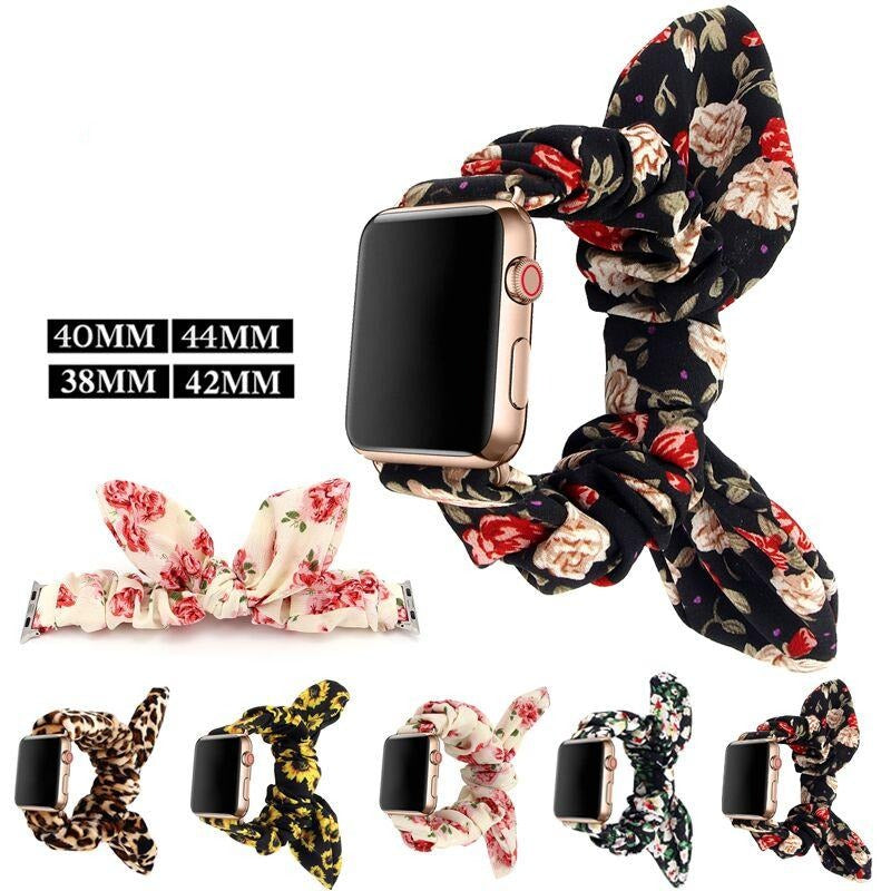 Watchbands Black white flowers, beautiful floral pattern for her, girls, ladies, women apple watch band straps 38 40 42 44 mm series 5 4 3 2 1