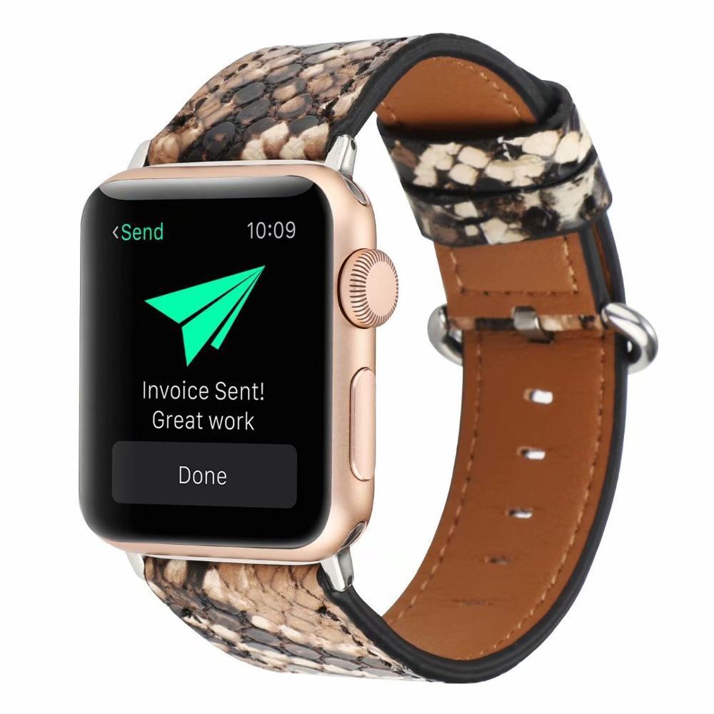 Watchbands Strap for apple watch band luxury 44mm 40mm microfiber with python printing iWatch series 3 38mm 42mm PU leather modern designer|Watchbands|