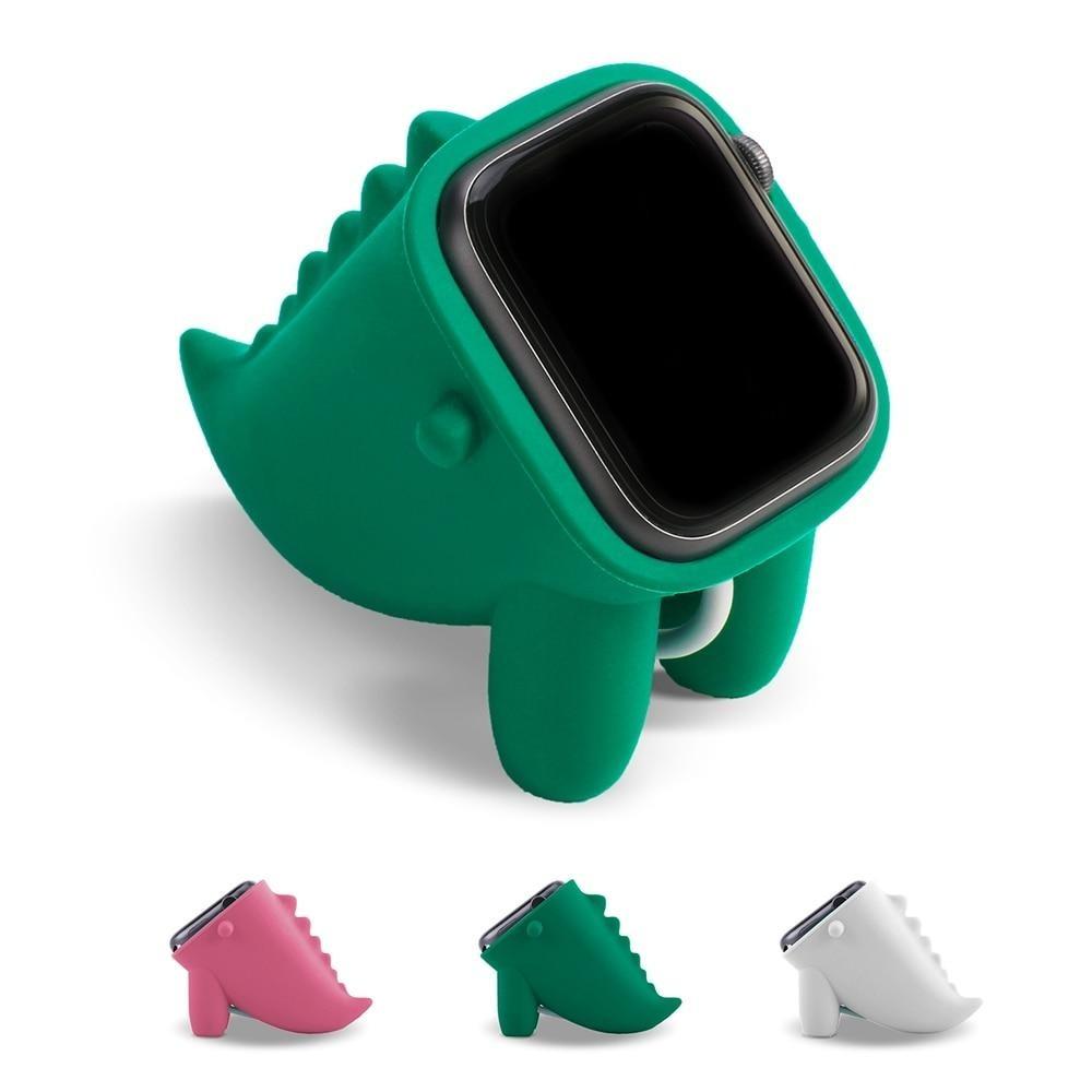 Home Apple watch Series 6 5 4 3 2 1 Cute Little Dinosaur Stand, Soft Silicone Charging Cable Winder Dock Desk Holder iWatch 38mm 40mm 42mm 44mm