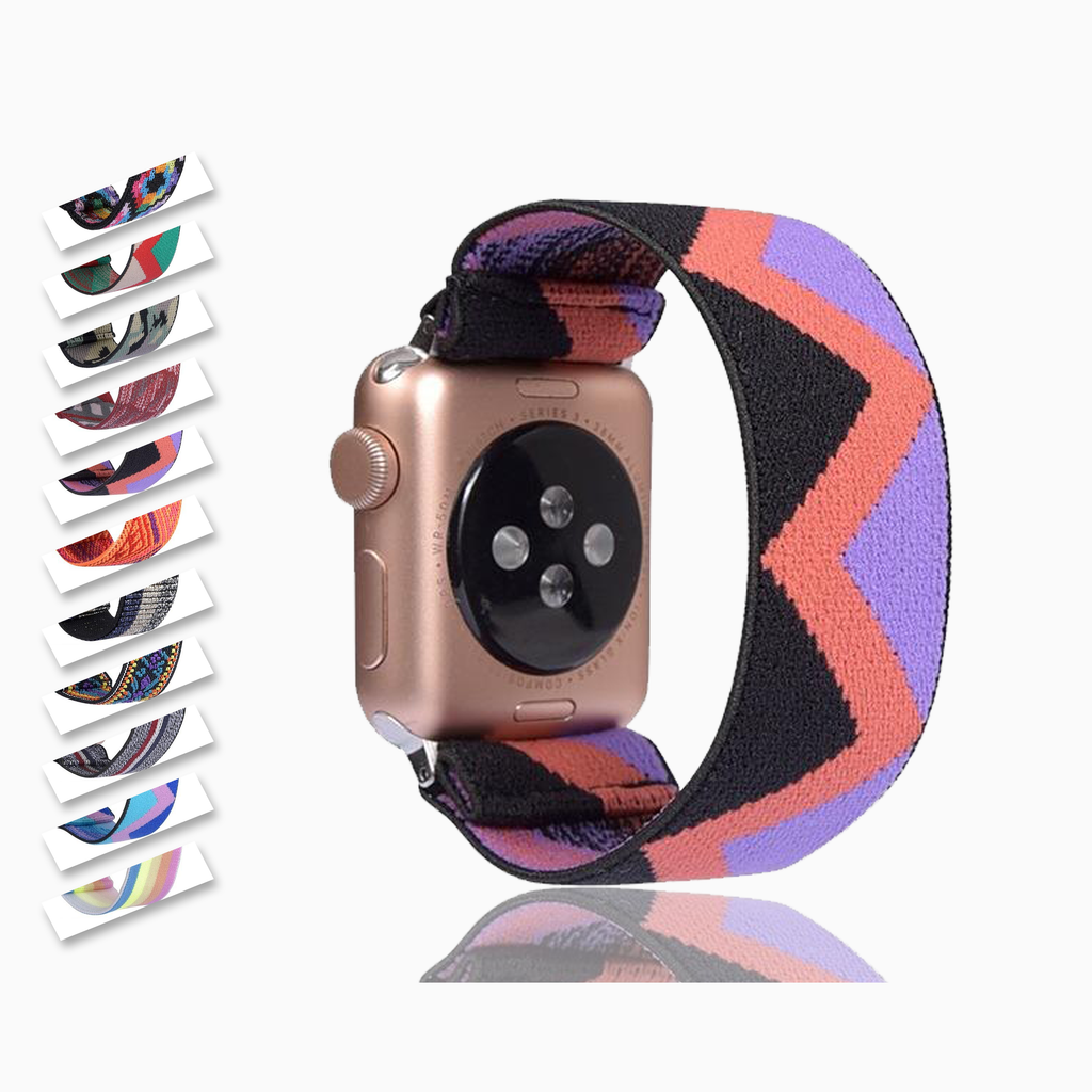 Watchbands Ethnic coral purple zig zag tribal pattern apple watch band straps 38 40 42 44 mm series 5 4 3 2 1