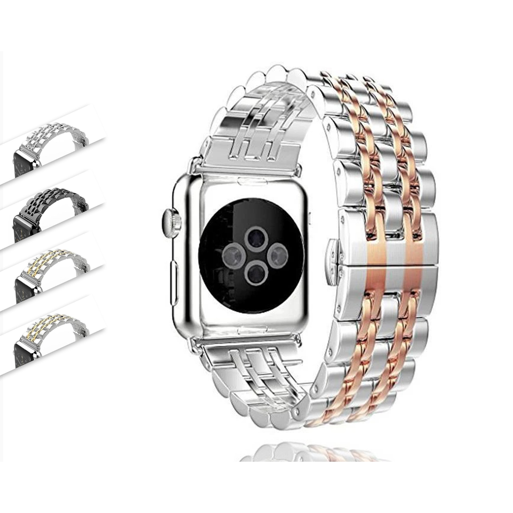 Apple Silver Two Tone links Metal Apple Watch Band 6 5 4, Men's Steel Strap