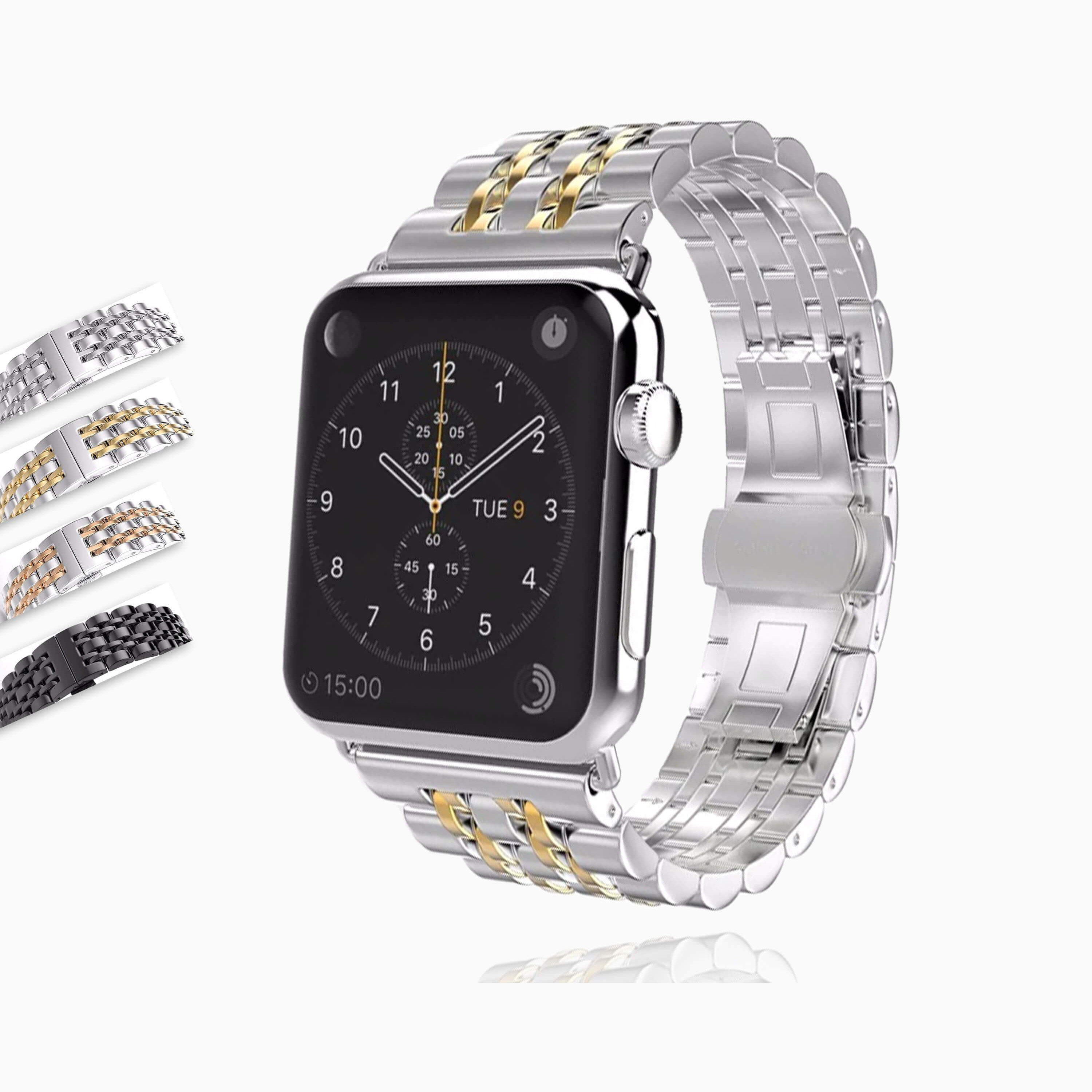 Platinum™ Stainless Steel Link Band for Apple Watch 42mm, 44mm, 45mm  (Series 1-9) and Apple Watch Ultra Series 1-2 49mm Black PT-AWB42BLB - Best  Buy