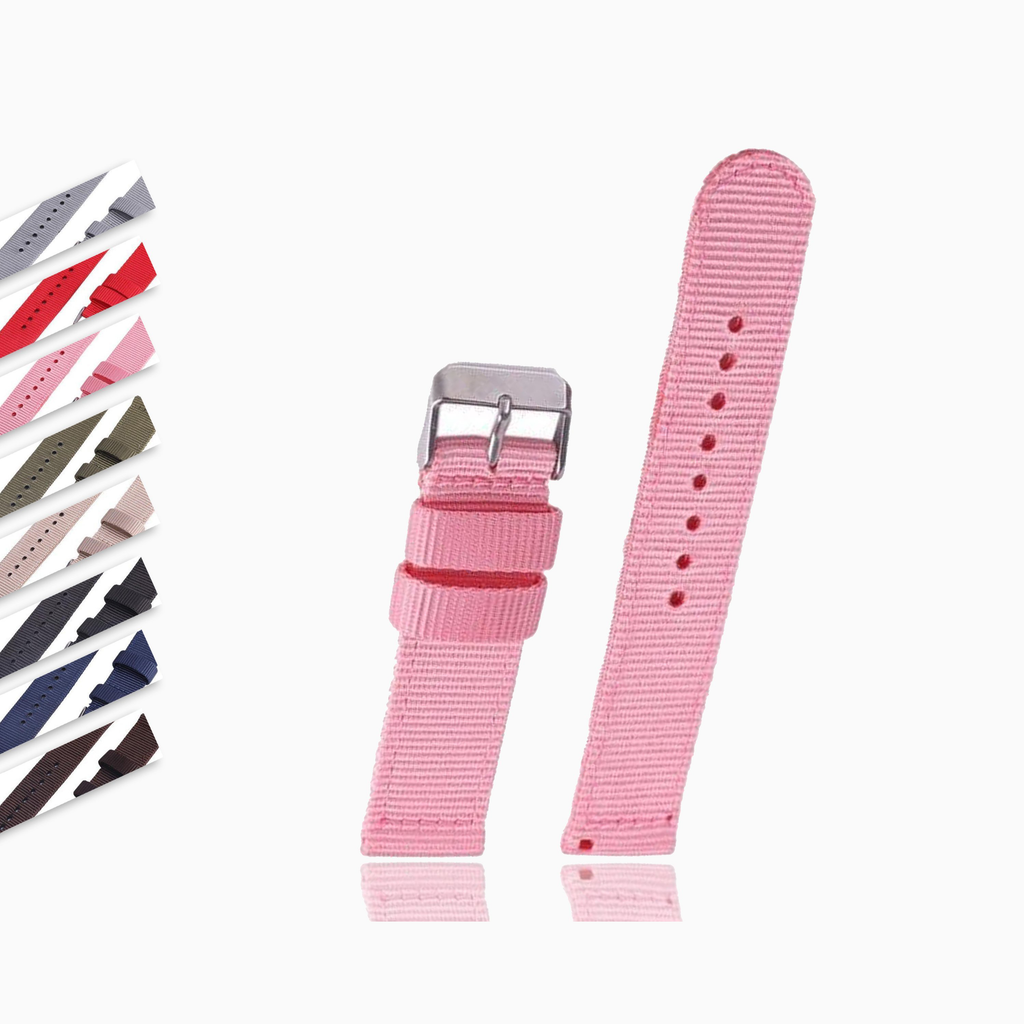 Watchbands Solid Color Nylon fabric Washable Waterproof Wristband fit Samsung galaxy & active silver Watchband 18/20/22/24mm Watch Strap for Men Women.
