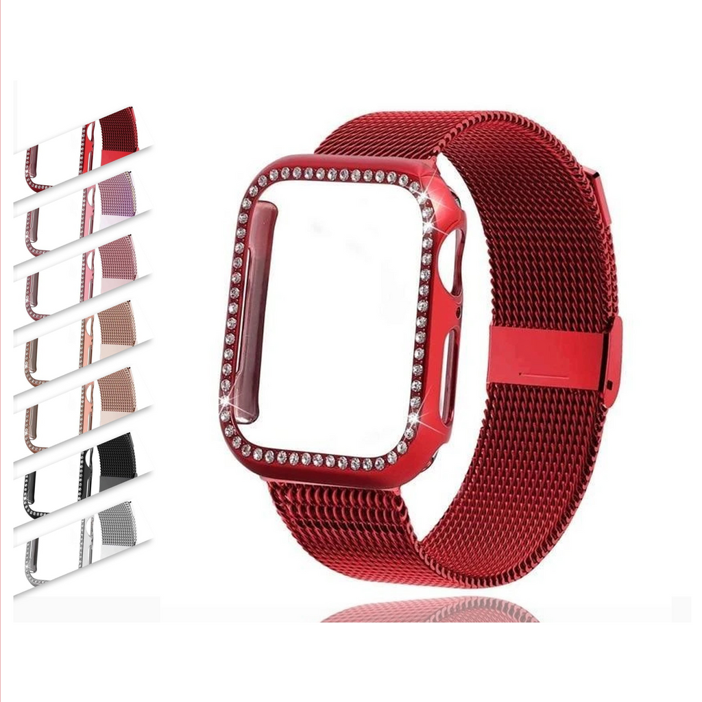 Watchbands Milanese Loop bracelet & case for Apple Watch 44mm/40mm 42mm/38mm iWatch band stainless steel strap for series 5 4 3 2 1 - US Fast Shipping