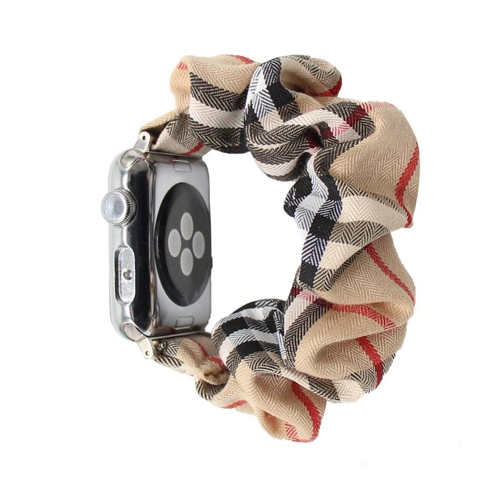 Watchbands Apple Watch iWatch 38/40 42/44mm, Red Vintage Plaid Stylish Soft Fabric Elastic Women Scrunchies Wristband Series 5 4 3 2 Bracelet Watchband