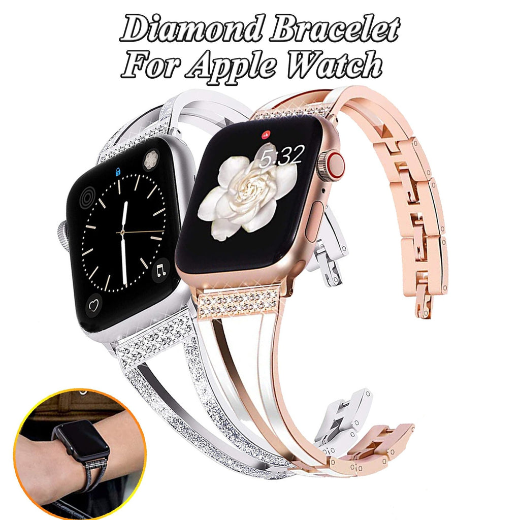 Watchbands Watch Bracelet for Apple Watch 6 5 4 SE 42mm 38mm Luxury Metal Daimond Women Elegent Wristband for IWatch Serise 6 3 2 40mm 44mm|Watchbands|
