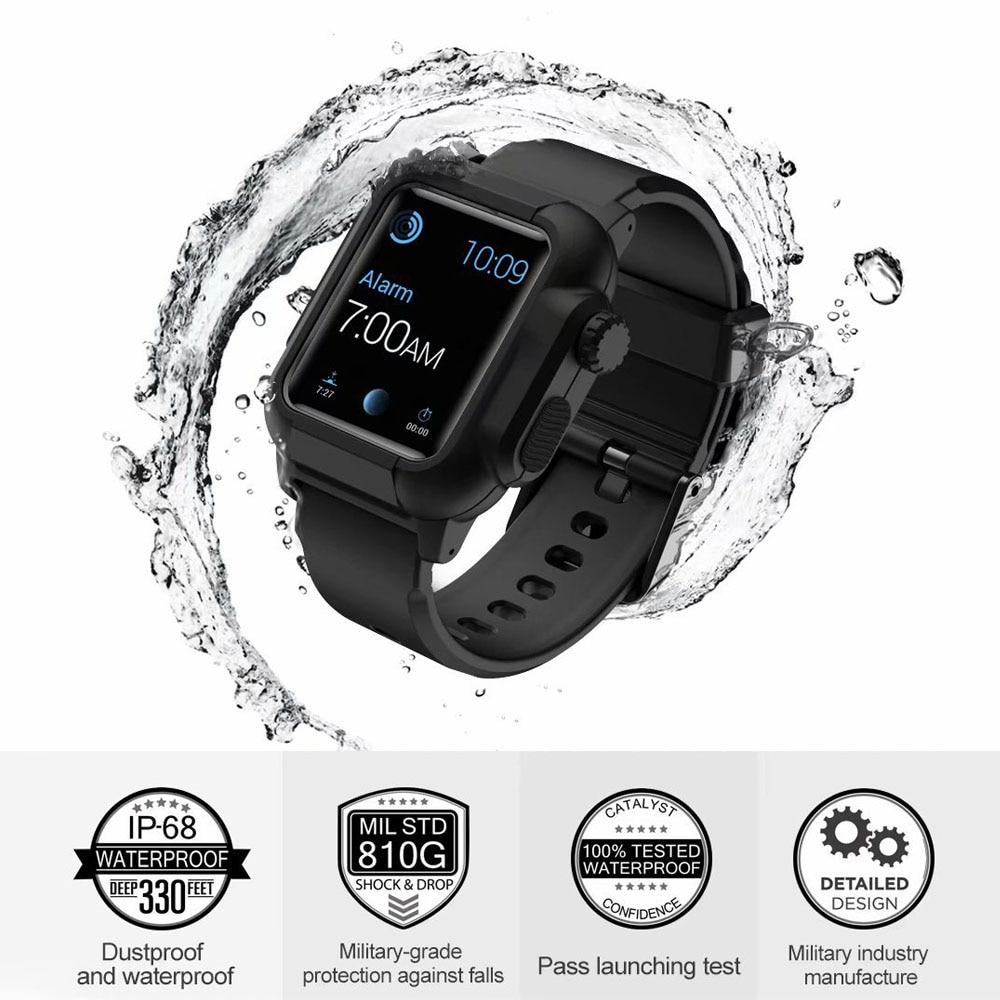 Watchbands Waterproof strap for apple Watch 5 band 44mm 40m iWatch band 42mm Full Protector case+Luminous bracelet for apple watch 3 4 38mm|Watchbands|
