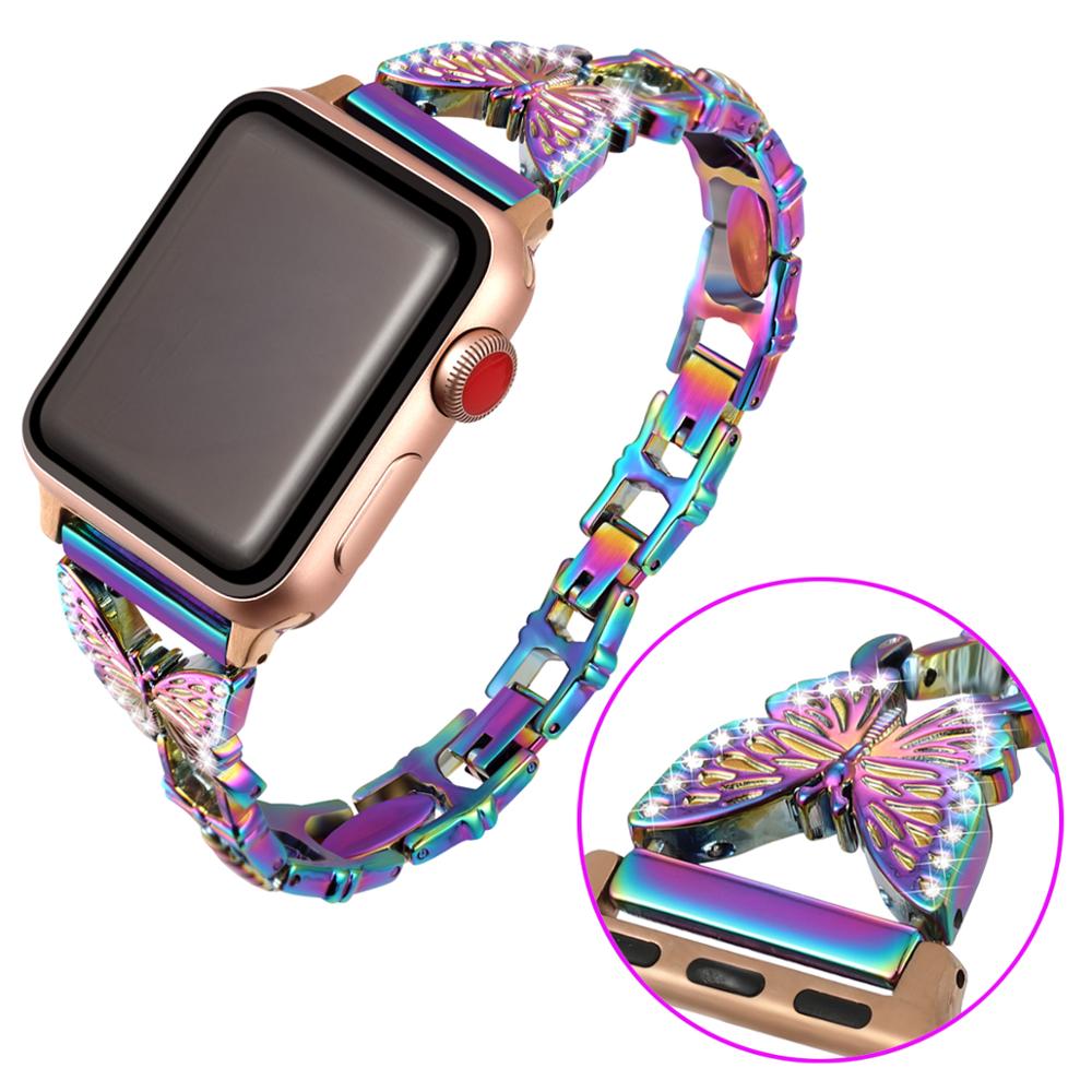  VSANT Luxury Band with Charms Decor Compatible With Apple Watch  Band 38mm 40mm 41mm Women,Braided Stretchy Solo Loop Wristbands Adjustable  with Bling Diamond Butterfly for iWatch 1 2 3 4 5