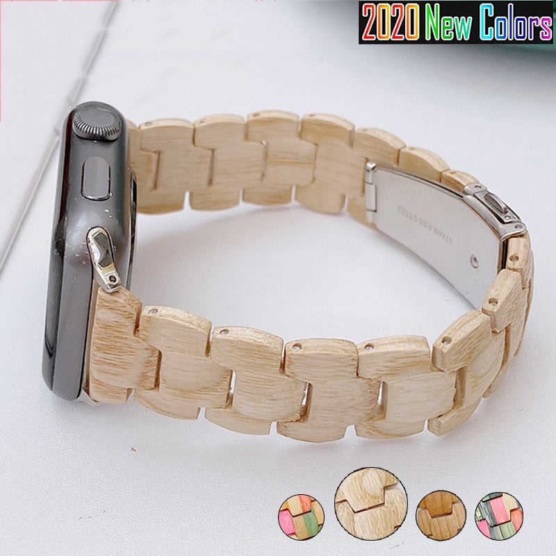 Wooden Strap Band 7 6 5 Stylish Colorful Wood Bracelet Wristband