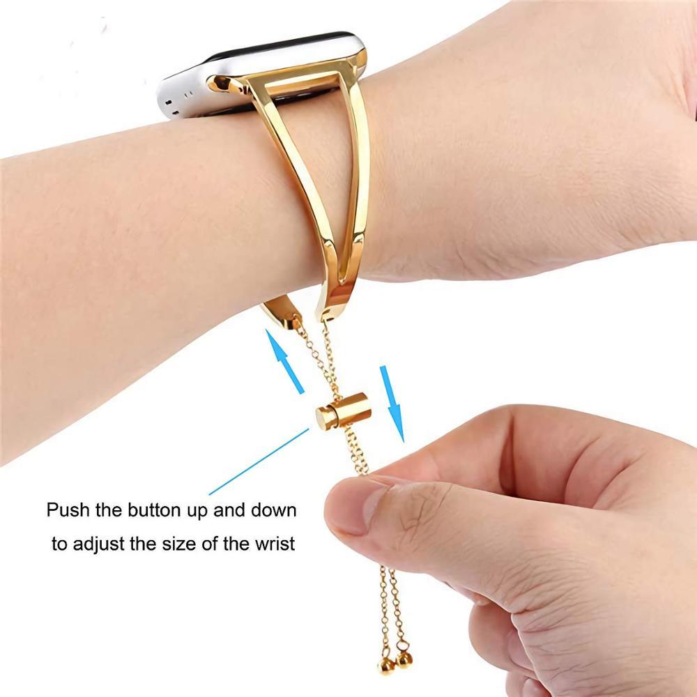 Single Chain Bracelet Women Stainless Steel Band for Apple Watch 38mm | 40mm | 41mm / Gold