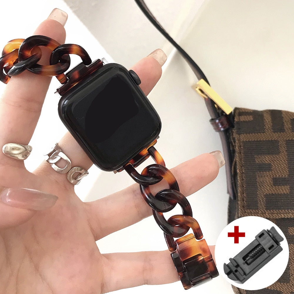 Luxury Strap For Apple Watch Band Series 8 7 6 5 Resin Lady