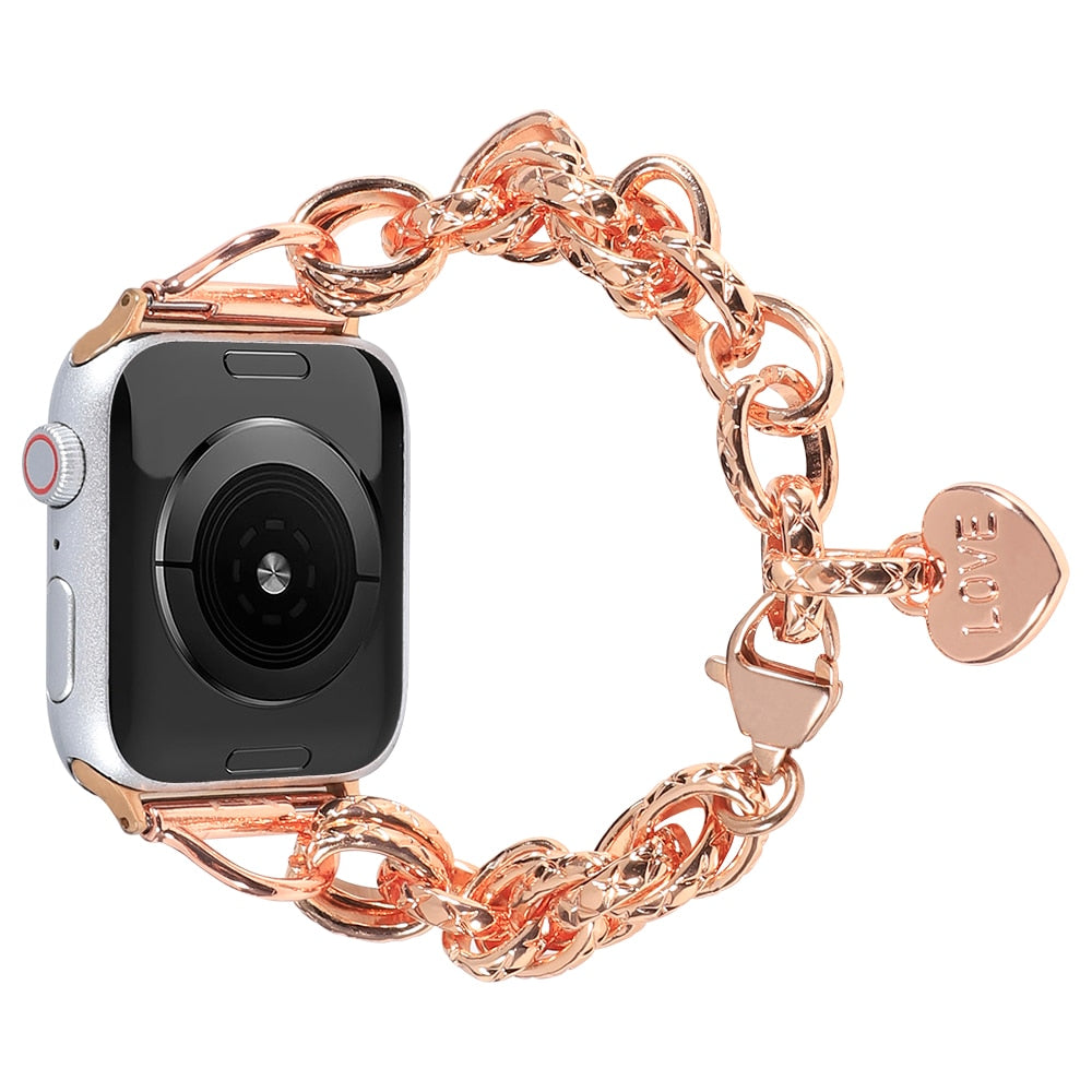 Steel Strap For Apple Watch Band 8 7 6  women Luxury chain Bracelet