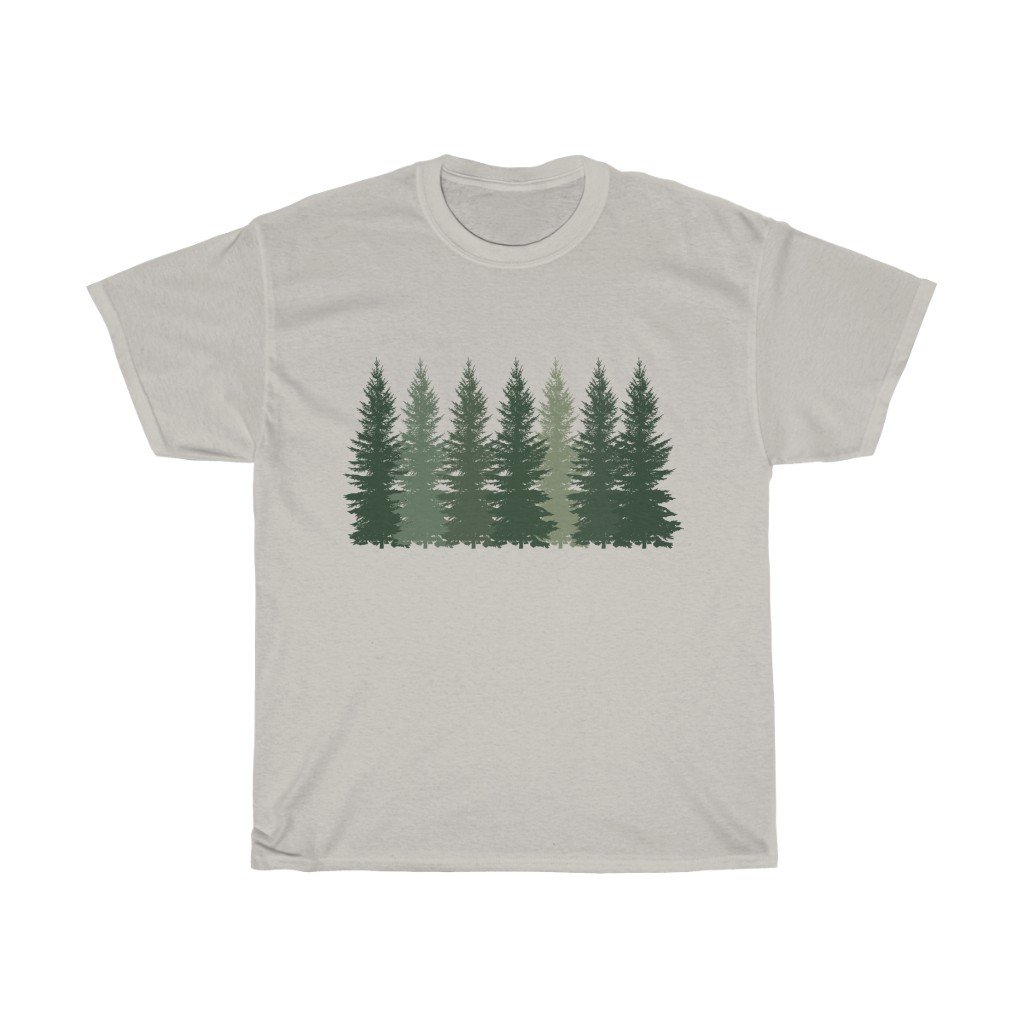 T-Shirt Ice Grey / S Trees t shirt, Men's T-shirt, Nature shirt, Hiking shirt, Graphic Tees, Forest Tshirt - Made in Usa