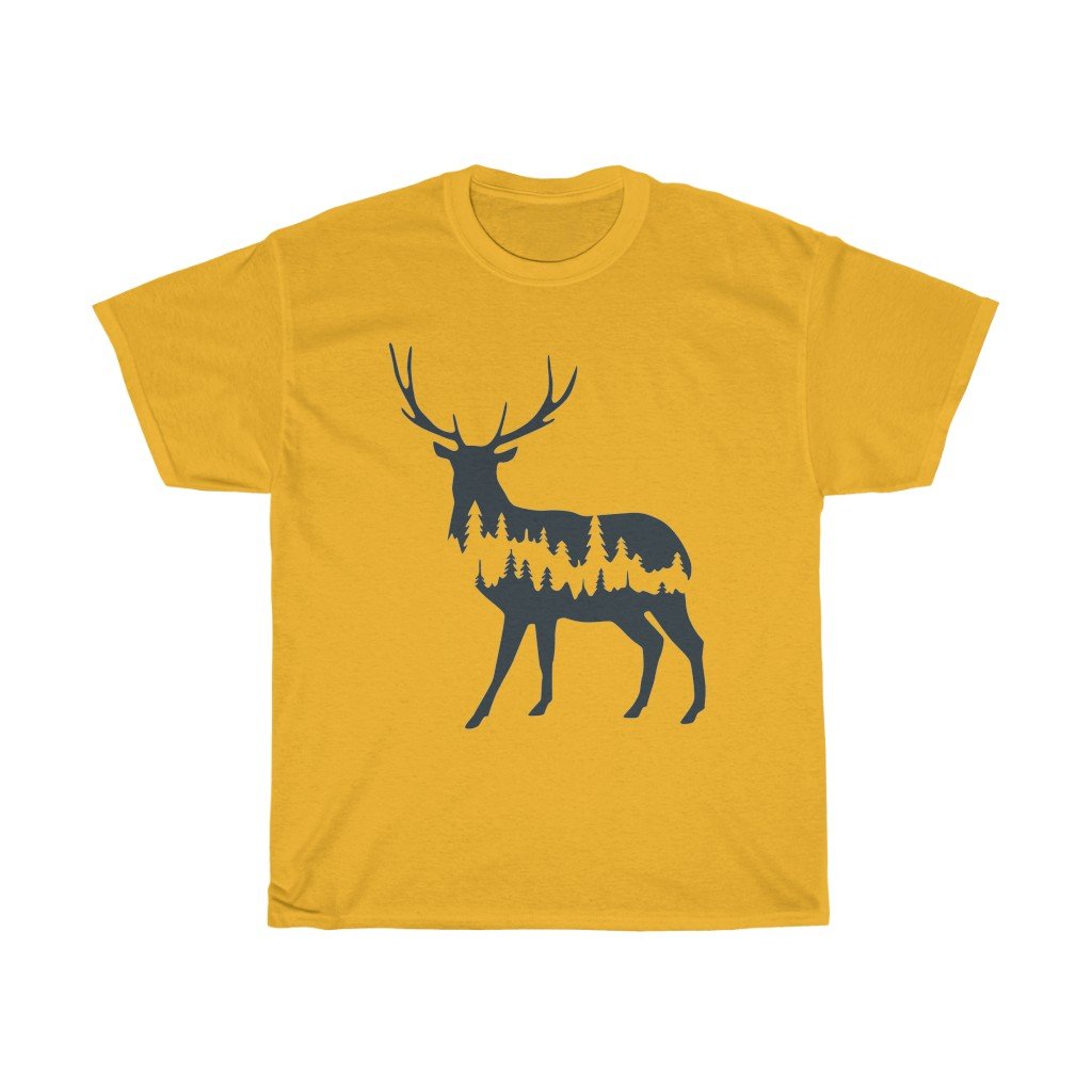 T-Shirt Gold / S Deer Shadow shirt design, simple plain design animal prints, cute tee for men & women, unisex tee-shirts, plus size shirts