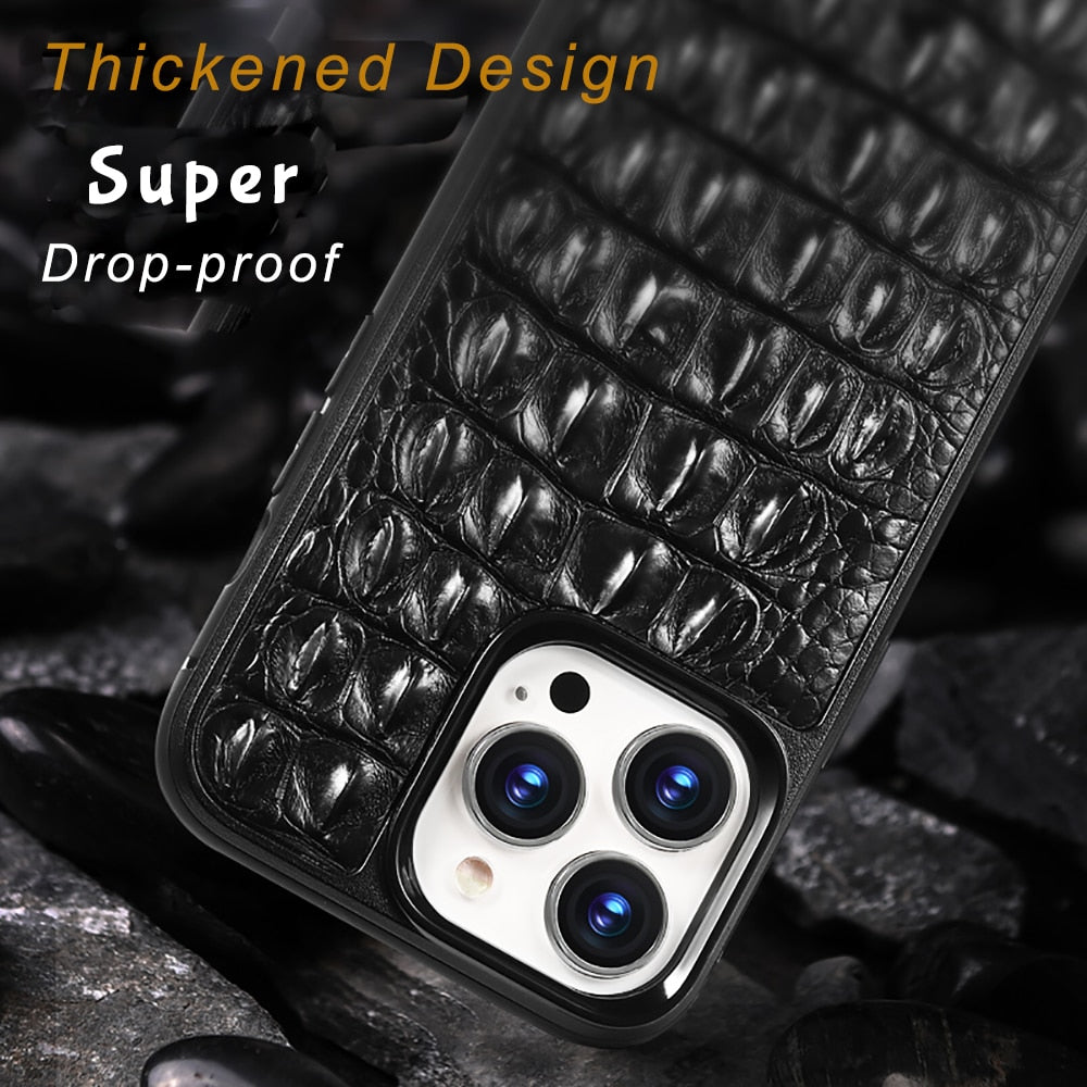Heavy Protective Shockproof Real Crocodile Case For Iphone 13 Pro Max 12 Pro Max 11pro Xr Xs Max 8 Plus Genuine Leather Cover - Mobile Phone Cases &amp; Covers