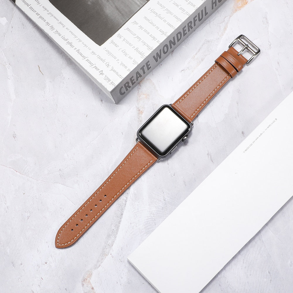 Apple Watch Leather Single / Double  Loop Watch Band iWatch 7 6 5 4